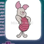 Cheerful pink Piglet cartoon character machine embroidery designs - Instant Download