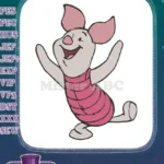 Joyful Piglet Winnie Pooh Pink Cartoon Embroidery Designs - Instant Download