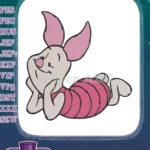 Cute Piglet character lying down embroidery designs for kids apparel - Instant Download