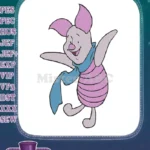 Happy Piglet with Blue Scarf Winnie Pooh embroidery designs - Instant Download