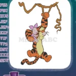 Tigger and Piglet friendship swinging vine embroidery designs - Instant Download