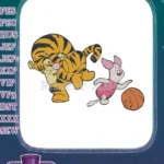 Joyful Tigger and Piglet playing with ball embroidery designs - Instant Download