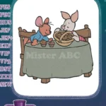 Cute Winnie Pooh Roo and Piglet Sharing Muffins Embroidery Designs - Instant Download