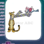 Tigger and Piglet playful scarf embroidery designs - Instant Download