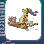 Winnie the Pooh Tigger Piglet Roo Snow Sledding embroidery designs - Instant Download