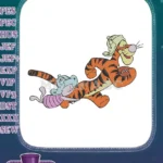 Joyful Tigger piggybacking Piglet classic cartoon embroidery designs - Instant Download
