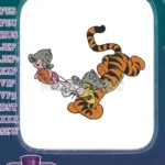 Tigger and Piglet playing football helmet cartoon embroidery designs - Instant Download