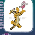 Happy Tigger Bouncing with Cheerful Piglet Floating Embroidery Designs - Instant Download