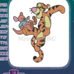 Playful Tigger holding Roo character cartoon embroidery designs - Instant Download