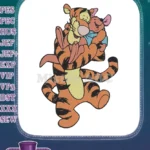 Delightful Tigger and Roo hug cartoon character embroidery designs - Instant Download