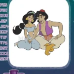 Disney Aladdin Jasmine romantic couple cartoon embroidery designs - Instant Download