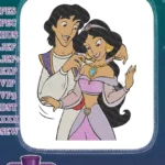Happy Aladdin and Princess Jasmine romantic moment embroidery designs - Instant Download