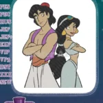 Aladdin and Jasmine Disney Animated Movie Characters Embroidery Designs - Instant Download