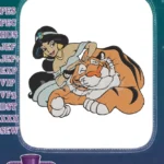 Disney Princess Jasmine petting Rajah the tiger embroidery designs - Instant Download