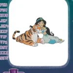 Princess Jasmine and Rajah Tiger Cuddle Embroidery Designs - Instant Download