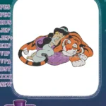 Aladdin Princess Jasmine Rajah tiger sleeping peaceful embroidery designs - Instant Download