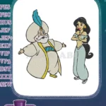 Sultan and Princess Jasmine Disney classic embroidery designs - Instant Download
