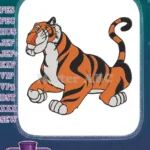 Vibrant Orange Striped Playful Tiger Character Embroidery Designs - Instant Download