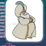 Regal Sultan Old Man White Turban Feather Embroidery Designs - Instant Download