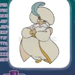Wise Sultan character with ornate turban and feather embroidery designs - Instant Download