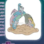 Whimsical Alice in Wonderland Caterpillar and Alice encounter embroidery designs - Instant Download