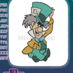 Mad Hatter Alice Wonderland whimsical cartoon character embroidery designs - Instant Download