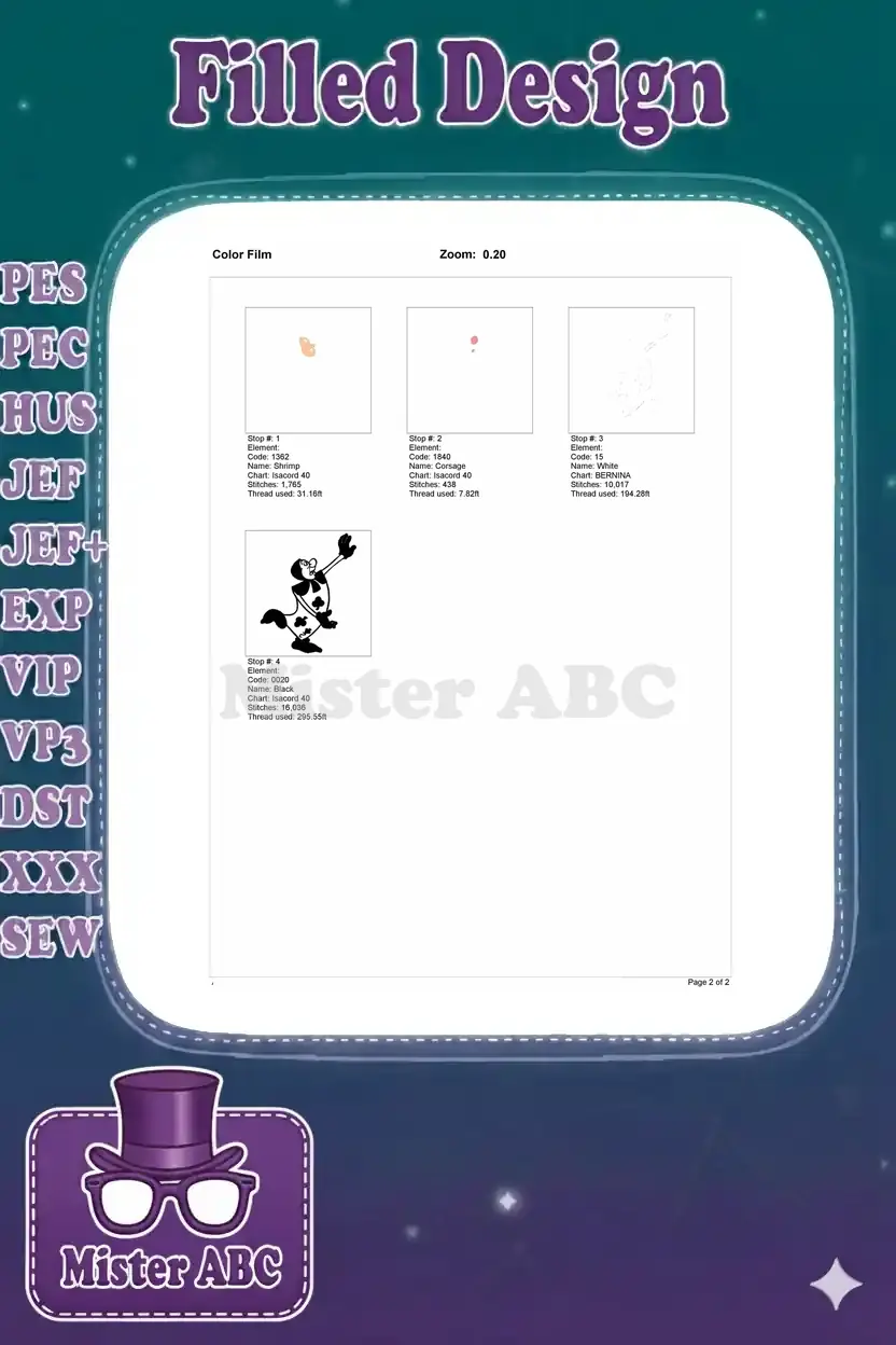 Color film sequence for the Two of Clubs card soldier embroidery, showing stitch progression and thread usage.