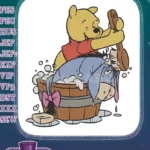 Winnie the Pooh giving Eeyore a bubbly bath fun embroidery designs - Instant Download
