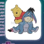 Winnie the Pooh hugging Eeyore classic cartoon embroidery designs - Instant Download