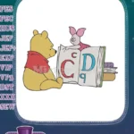 Winnie the Pooh and Piglet reading ABCs embroidery designs - Instant Download