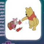Winnie the Pooh and Piglet Sharing Apples Embroidery Designs - Instant Download