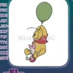 Winnie Pooh Piglet balloon floating friendship embroidery designs - Instant Download