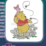 Winnie Pooh Piglet friends flowers bees embroidery designs - Instant Download