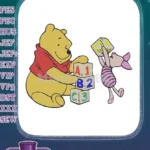 Winnie the Pooh and Piglet educational alphabet blocks embroidery designs - Instant Download