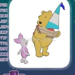 Cute Winnie the Pooh and Piglet sailboat adventure embroidery designs - Instant Download