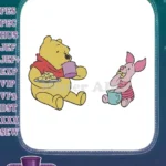 Winnie Pooh and Piglet Enjoying Cookies Friendship Embroidery Designs - Instant Download
