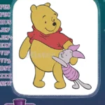 Winnie the Pooh and Piglet hugging friendship embroidery designs - Instant Download