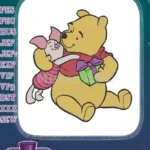 Winnie the Pooh and Piglet Hugging with Gift Embroidery Designs - Instant Download