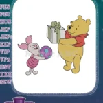 Winnie the Pooh and Piglet Exchanging Gifts Embroidery Designs - Instant Download