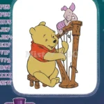 Winnie Pooh and Piglet musical harp friendship embroidery designs - Instant Download