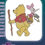 Winnie the Pooh and Piglet hiking adventure with binoculars embroidery designs - Instant Download