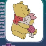 Adorable Winnie the Pooh hugging Piglet heartwarming friendship embroidery designs - Instant Download