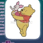 Happy Winnie the Pooh Holding Piglet Friendship Embroidery Designs - Instant Download