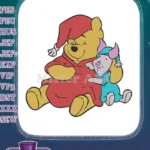 Winnie the Pooh and Piglet in Sleepwear Cuddling Embroidery Designs - Instant Download