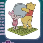 Winnie the Pooh and Piglet carrying big honey pot embroidery designs - Instant Download
