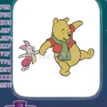 Winnie Pooh and Piglet Best Friends Walking Embroidery Designs - Instant Download