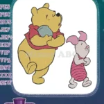 Winnie the Pooh and Piglet with honey pot embroidery designs - Instant Download