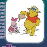 Winnie the Pooh and Piglet planting seeds outdoor embroidery designs - Instant Download
