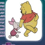 Winnie the Pooh and Piglet holding hands walking embroidery designs - Instant Download