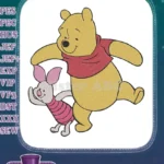 Joyful Winnie the Pooh and Piglet walking friendship embroidery designs - Instant Download